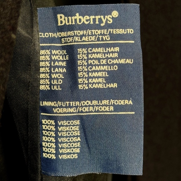 Vintage Burberrys Wool Camel Hair Trench Coat Mens 48R Dark Navy Blue Formal - Picture 7 of 8